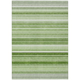 8' X 10' Artichoke Green Striped Washable Indoor Outdoor Area Rug