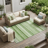 8' X 10' Artichoke Green Striped Washable Indoor Outdoor Area Rug