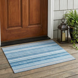 3' X 5' Blue Striped Washable Non Skid Indoor Outdoor Area Rug