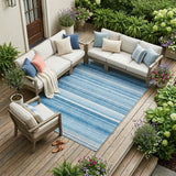 8' X 10' Blue Striped Washable Non Skid Indoor Outdoor Area Rug