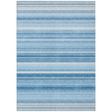 8' X 10' Blue Striped Washable Non Skid Indoor Outdoor Area Rug