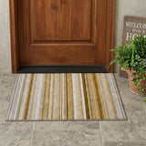 2' X 3' Chocolate Striped Washable Non Skid Indoor Outdoor Area Rug