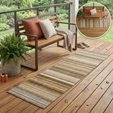 2' X 8' Chocolate Striped Washable Indoor Outdoor Runner Rug