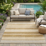 5' X 8' Chocolate Striped Washable Non Skid Indoor Outdoor Area Rug