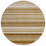 8' Round Chocolate Round Striped Washable Non Skid Indoor Outdoor Area Rug