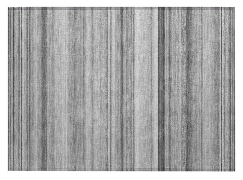 2' X 3' Gray Striped Washable Non Skid Indoor Outdoor Area Rug