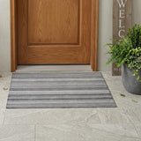3' X 5' Gray Striped Washable Non Skid Indoor Outdoor Area Rug
