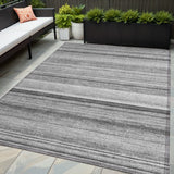 5' X 8' Gray Striped Washable Non Skid Indoor Outdoor Area Rug