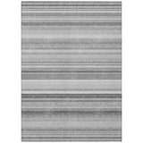5' X 8' Gray Striped Washable Non Skid Indoor Outdoor Area Rug