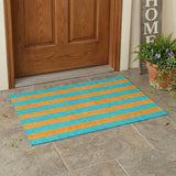 3' X 5' Aqua Striped Washable Non Skid Indoor Outdoor Area Rug