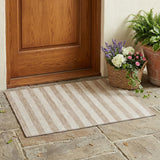 2' X 3' Beige Striped Washable Non Skid Indoor Outdoor Area Rug