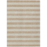 5' X 8' Beige Striped Washable Non Skid Indoor Outdoor Area Rug