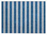 2' X 3' Blue and Ivory Striped Washable Non Skid Indoor Outdoor Area Rug