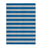 3' X 5' Blue and Ivory Striped Washable Indoor Outdoor Area Rug