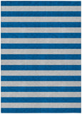 5' X 8' Blue and Ivory Striped Washable Indoor Outdoor Area Rug