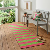 2' X 8' Green and Red Striped Washable Indoor Outdoor Runner Rug