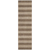 8' Runner Coffee Striped Washable Non Skid Indoor Outdoor Runner Rug