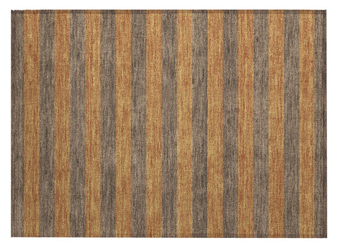 2' X 3' Brown and Tan Striped Washable Non Skid Indoor Outdoor Area Rug