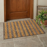 2' X 3' Brown and Tan Striped Washable Non Skid Indoor Outdoor Area Rug