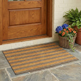 3' X 5' Brown and Tan Striped Washable Non Skid Indoor Outdoor Area Rug