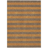 3' X 5' Brown and Tan Striped Washable Non Skid Indoor Outdoor Area Rug
