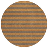 8' Round Brown and Tan Round Striped Washable Non Skid Indoor Outdoor Area Rug