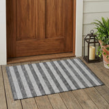 2' X 3' Gray and White Striped Washable Non Skid Indoor Outdoor Area Rug