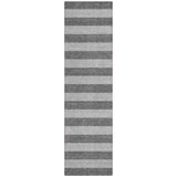 8' Runner Gray and White Striped Washable Non Skid Indoor Outdoor Runner Rug