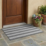 3' X 5' Gray and White Striped Washable Non Skid Indoor Outdoor Area Rug