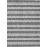 5' X 8' Gray and White Striped Washable Non Skid Indoor Outdoor Area Rug