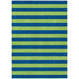 3' X 5' Navy Blue Striped Washable Non Skid Indoor Outdoor Area Rug
