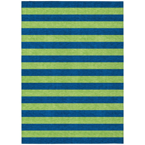 3' X 5' Navy Blue Striped Washable Non Skid Indoor Outdoor Area Rug