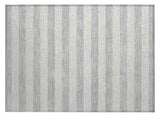 2' X 3' Gray and Ivory Striped Washable Non Skid Indoor Outdoor Area Rug
