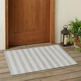 2' X 3' Gray and Ivory Striped Washable Non Skid Indoor Outdoor Area Rug