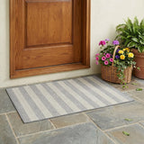 3' X 5' Gray and Ivory Striped Washable Non Skid Indoor Outdoor Area Rug