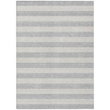 5' X 8' Gray and Ivory Striped Washable Non Skid Indoor Outdoor Area Rug