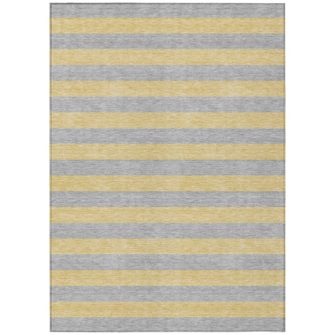 3' X 5' Silver Striped Washable Non Skid Indoor Outdoor Area Rug