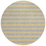 8' Round Silver Round Striped Washable Non Skid Indoor Outdoor Area Rug