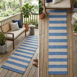 8' Runner Tan Striped Washable Non Skid Indoor Outdoor Runner Rug