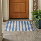 3' X 5' Tan Striped Washable Non Skid Indoor Outdoor Area Rug
