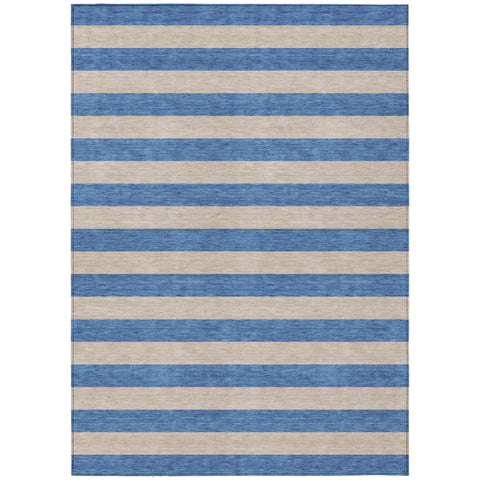 3' X 5' Tan Striped Washable Non Skid Indoor Outdoor Area Rug