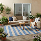 5' X 8' Tan Striped Washable Non Skid Indoor Outdoor Area Rug