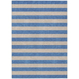 5' X 8' Tan Striped Washable Non Skid Indoor Outdoor Area Rug