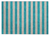 2' X 3' Turquoise Striped Washable Non Skid Indoor Outdoor Area Rug