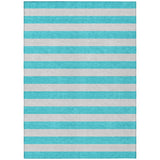 3' X 5' Turquoise Striped Washable Non Skid Indoor Outdoor Area Rug