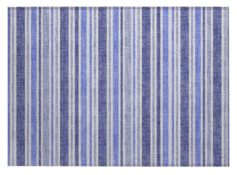 2' X 3' Blue Striped Washable Non Skid Indoor Outdoor Area Rug