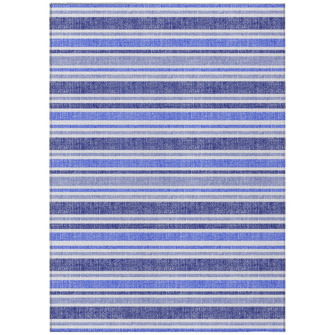 3' X 5' Blue Striped Washable Non Skid Indoor Outdoor Area Rug