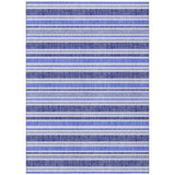 8' X 10' Blue Striped Washable Non Skid Indoor Outdoor Area Rug