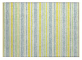 2' X 3' Blue and Yellow Striped Washable Non Skid Indoor Outdoor Area Rug