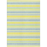 3' X 5' Blue and Yellow Striped Washable Non Skid Indoor Outdoor Area Rug